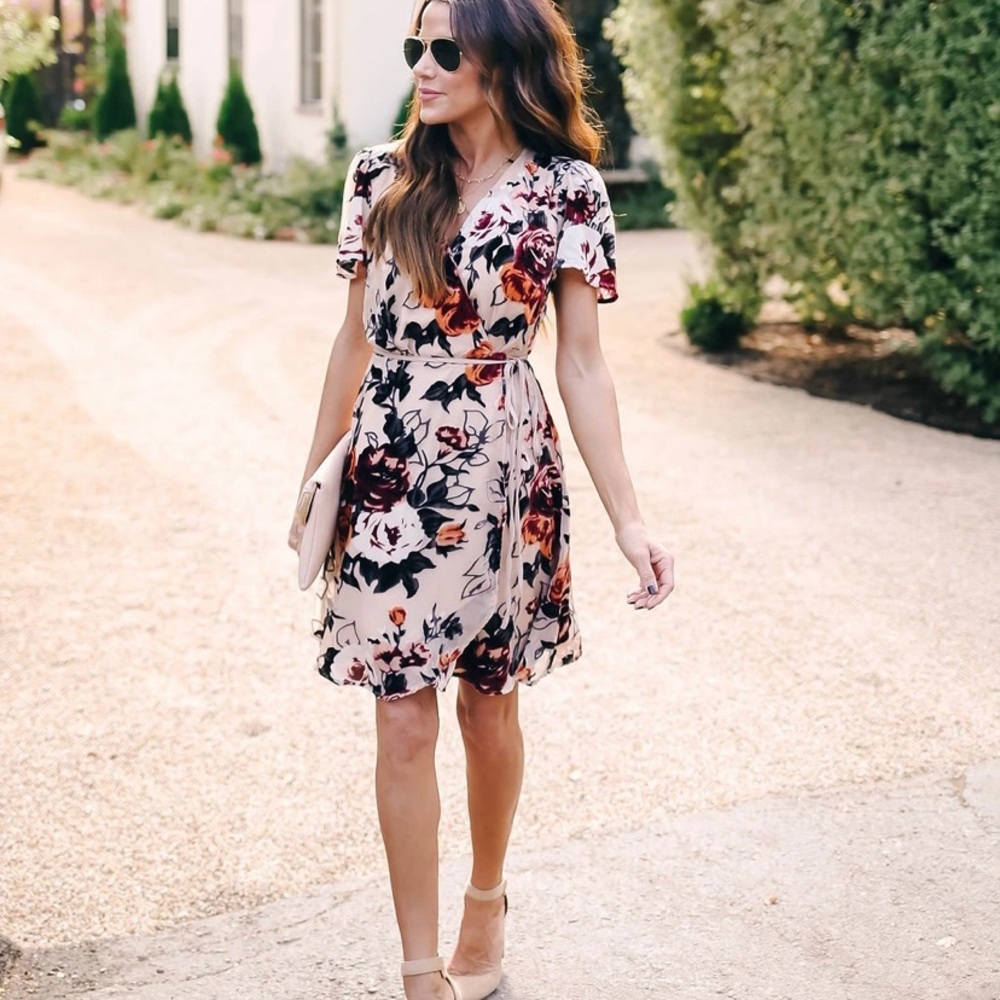 Vici Jacksonville Velvet Burnout Wrap Dress